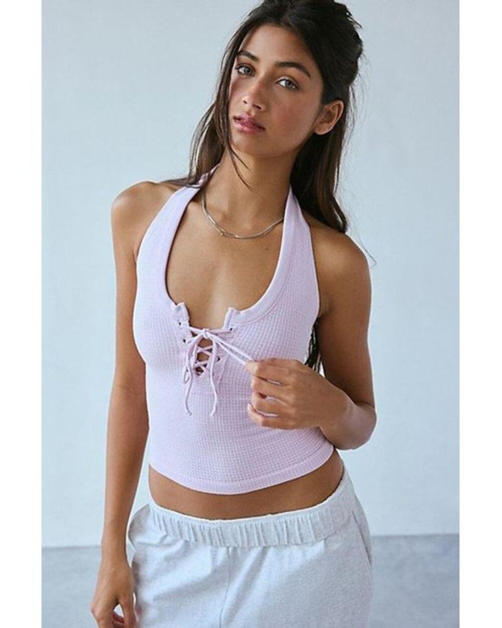 Out From Under Stassi Seamless Knit Lace-Up Halter Top